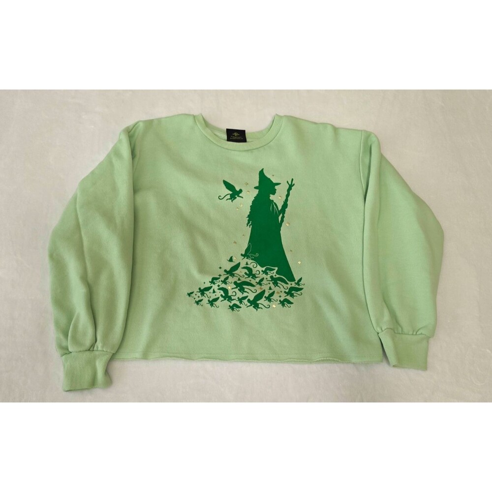 Wicked Girls XL Green Tinker Bell Graphic Crewneck Fleece Pullover Sweatshirt